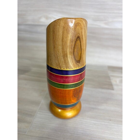 Handmade North Africa Olive Wood 4 Shot Mugs Hand Crafted Glass Mugs Colorful - Picture 4 of 12